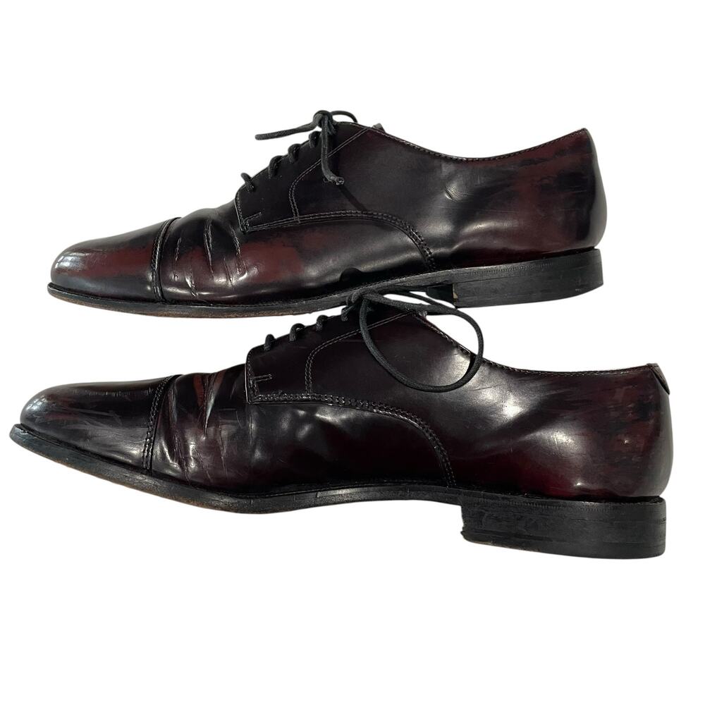 Cole Haan Leather Lace Up Dress Shoes Men 11 Brown Burgundy Cap Toe Oxford READ - Picture 3 of 15